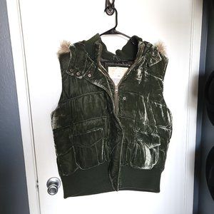 Old Navy Hooded Green Velvet Vest